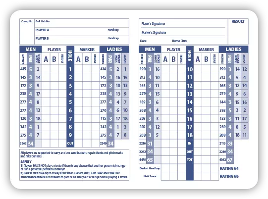 St Leonards Golf Club Scorecard 2013